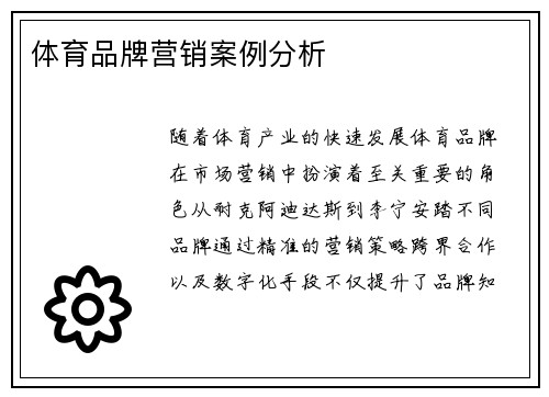 体育品牌营销案例分析